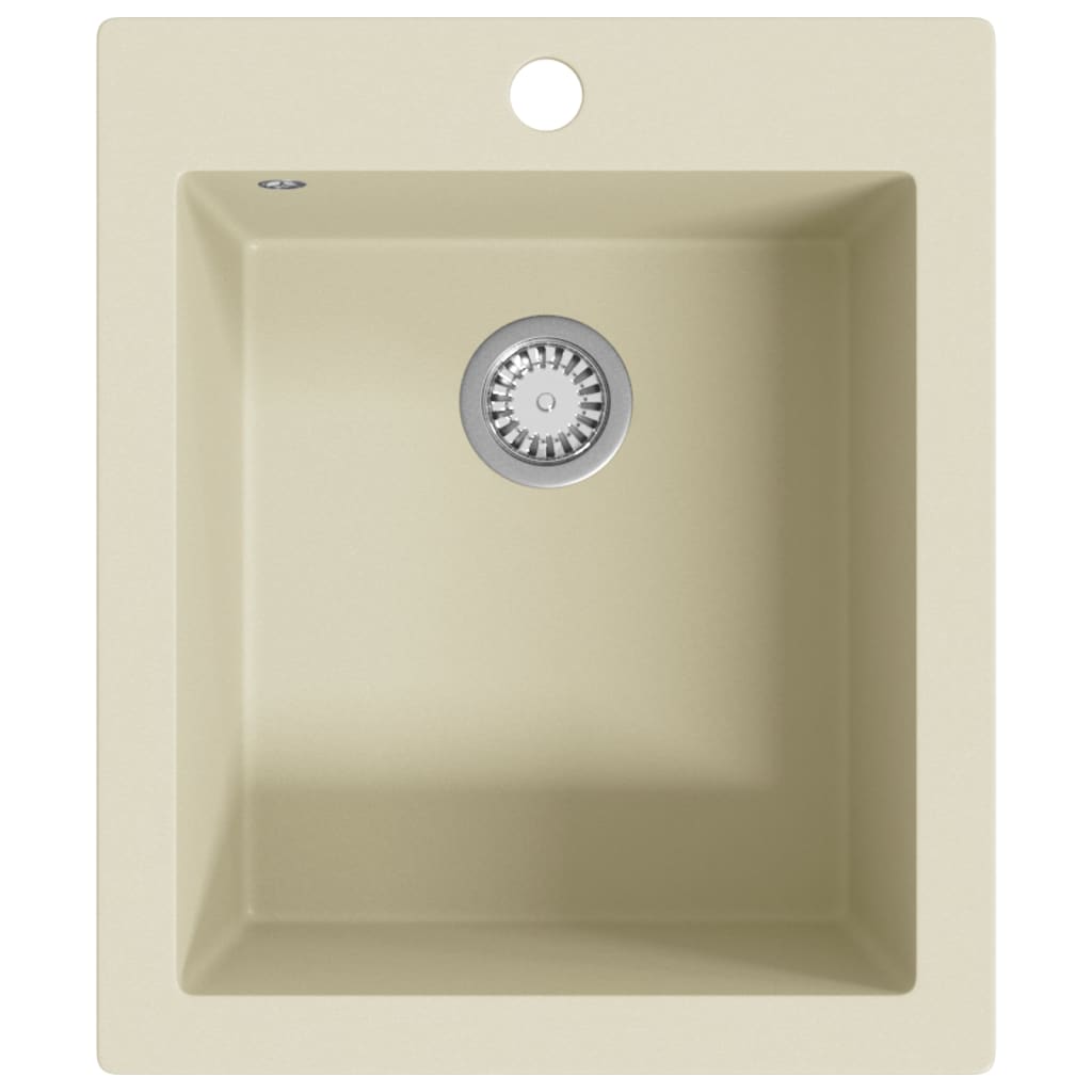 vidaXL Granite Kitchen Sink Single Basin Beige