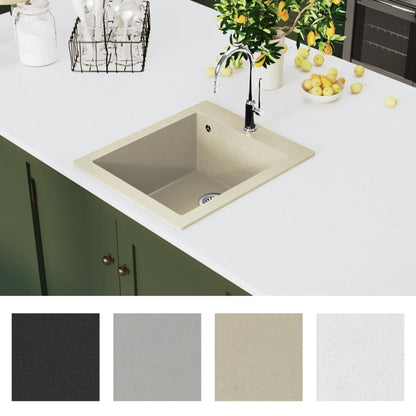 vidaXL Granite Kitchen Sink Single Basin Beige