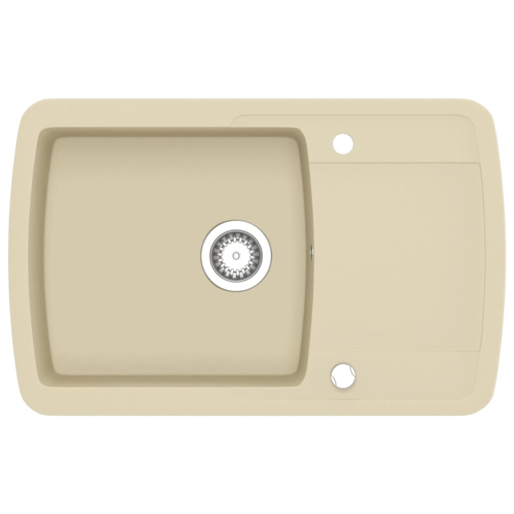 vidaXL Granite Kitchen Sink Single Basin Beige