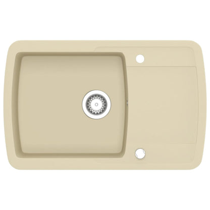 vidaXL Granite Kitchen Sink Single Basin Beige