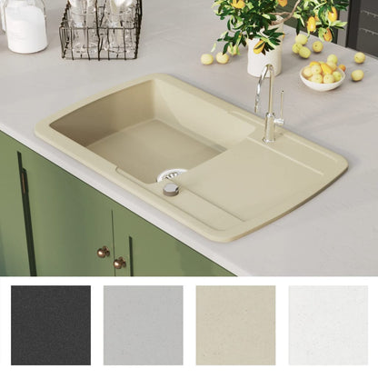 vidaXL Granite Kitchen Sink Single Basin Beige
