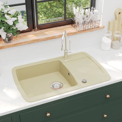 vidaXL Granite Kitchen Sink Single Basin Beige