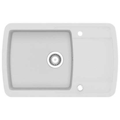vidaXL Granite Kitchen Sink Single Basin White