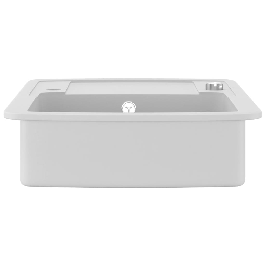 vidaXL Granite Kitchen Sink Single Basin White