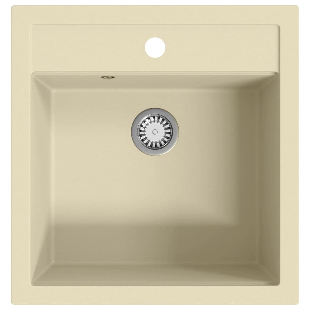 vidaXL Granite Kitchen Sink Single Basin Beige
