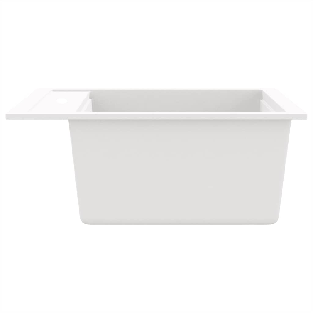 vidaXL Granite Kitchen Sink Single Basin White