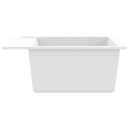 vidaXL Granite Kitchen Sink Single Basin White