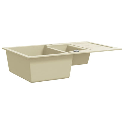 vidaXL Granite Kitchen Sink Double Basins Beige
