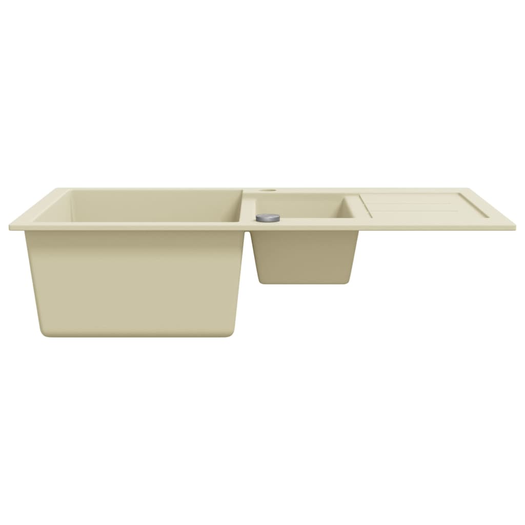 vidaXL Granite Kitchen Sink Double Basins Beige