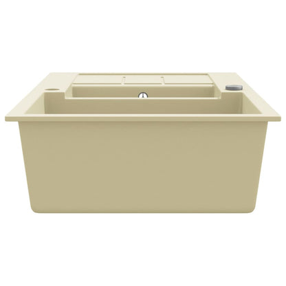 vidaXL Granite Kitchen Sink Double Basins Beige