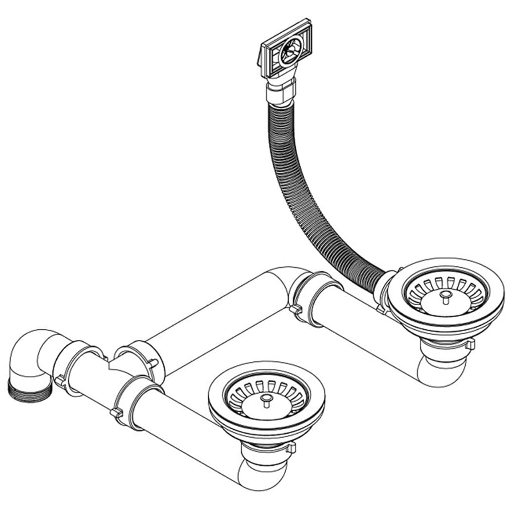 vidaXL Granite Kitchen Sink Double Basins Beige
