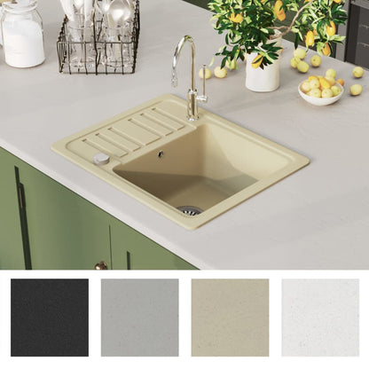 vidaXL Granite Kitchen Sink Single Basin Beige
