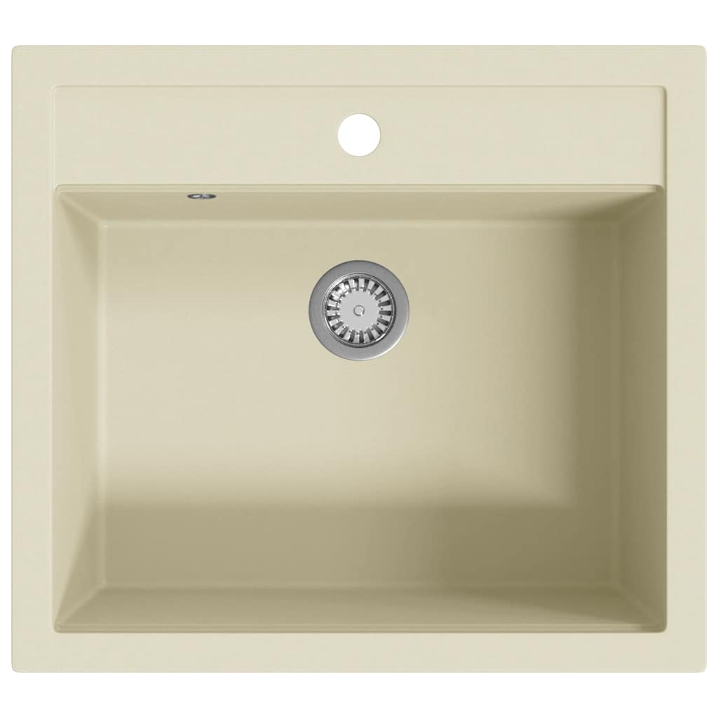 vidaXL Granite Kitchen Sink Single Basin Beige