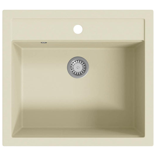 vidaXL Granite Kitchen Sink Single Basin Beige
