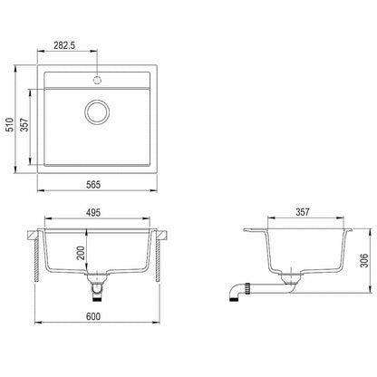 vidaXL Granite Kitchen Sink Single Basin Beige