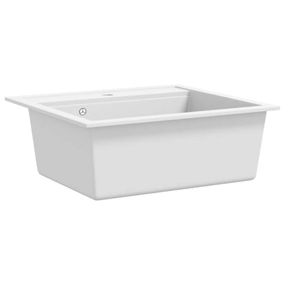 vidaXL Granite Kitchen Sink Single Basin White