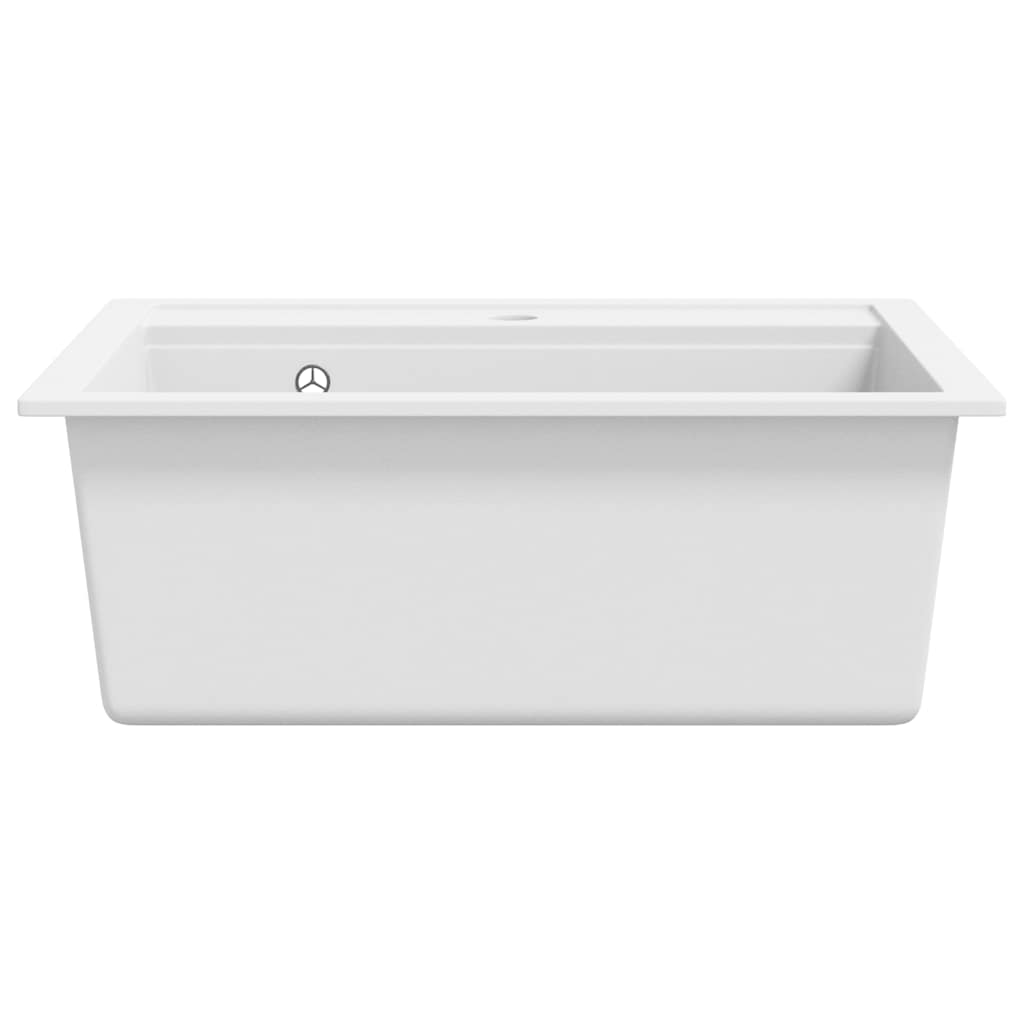 vidaXL Granite Kitchen Sink Single Basin White