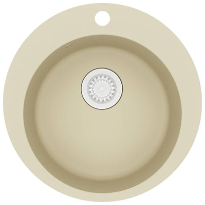 vidaXL Granite Kitchen Sink Single Basin Round Beige