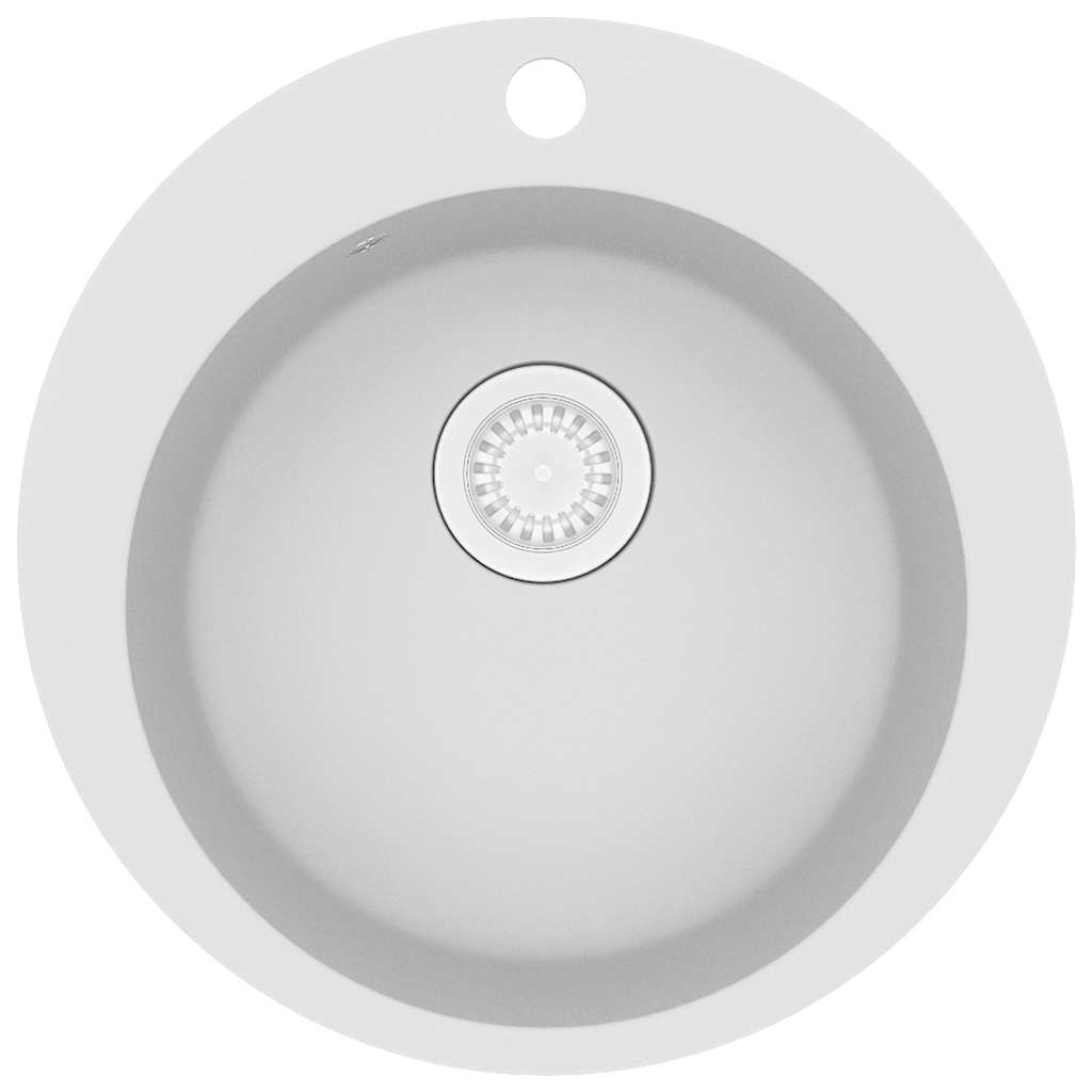 vidaXL Granite Kitchen Sink Single Basin Round White