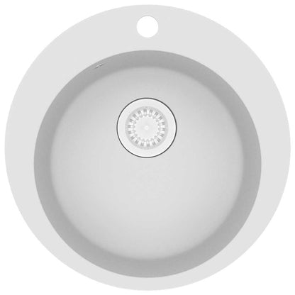 vidaXL Granite Kitchen Sink Single Basin Round White