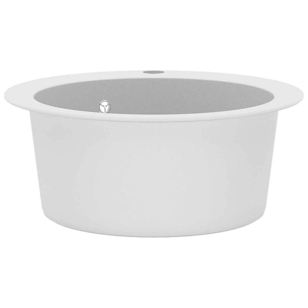 vidaXL Granite Kitchen Sink Single Basin Round White