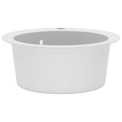 vidaXL Granite Kitchen Sink Single Basin Round White