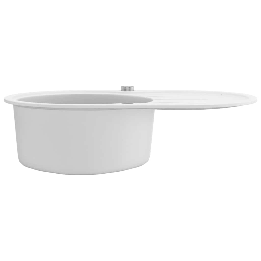 vidaXL Granite Kitchen Sink Single Basin Oval White