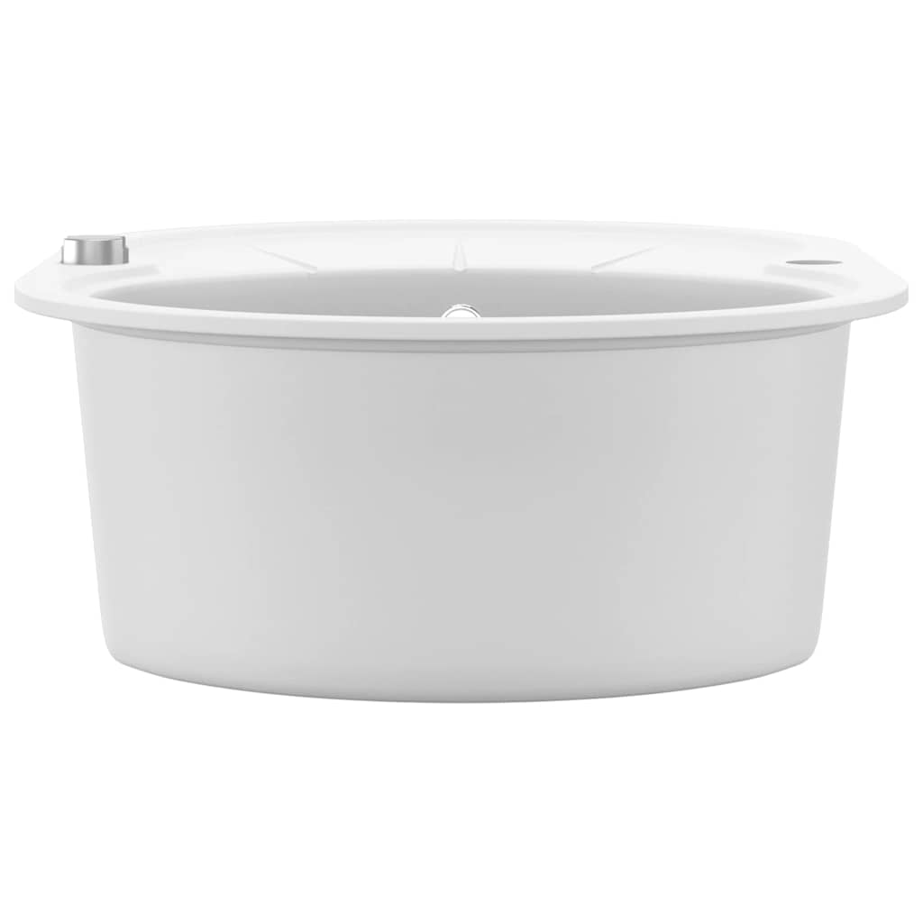 vidaXL Granite Kitchen Sink Single Basin Oval White