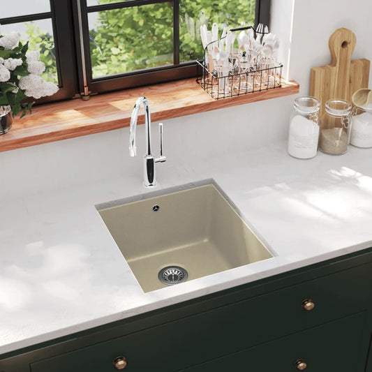 vidaXL Granite Kitchen Sink Single Basin Beige