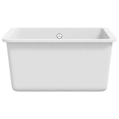 vidaXL Granite Kitchen Sink Single Basin White