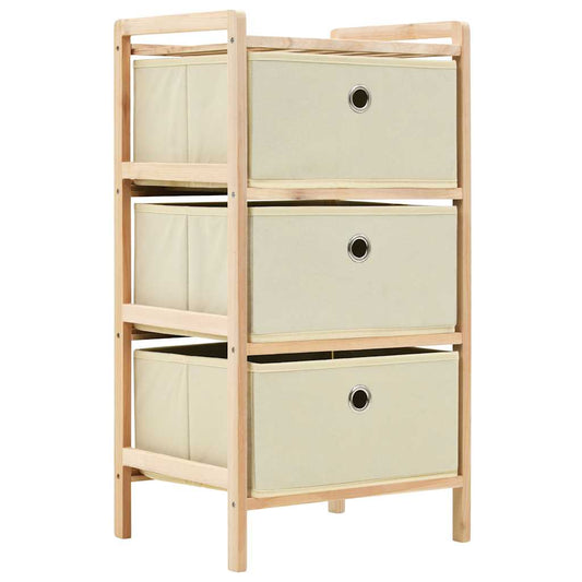 vidaXL Storage Racks with 3 Fabric Baskets 2 pcs Beige Cedar Wood