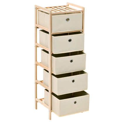 vidaXL Storage Racks with 5 Fabric Baskets 2 pcs Beige Cedar Wood