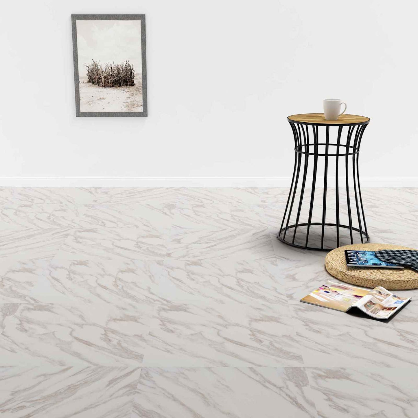 vidaXL Flooring Planks 5.11 m² 55 pcs PVC White Marble
