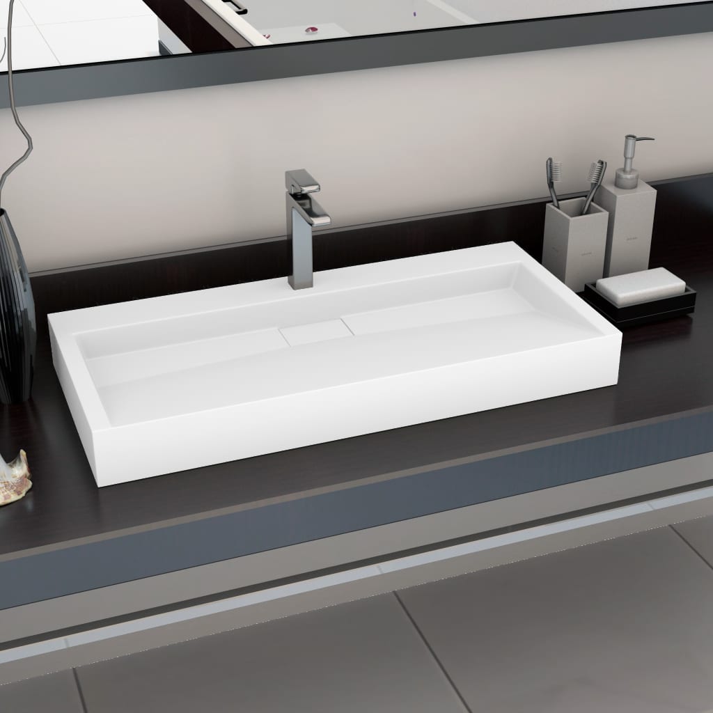 vidaXL Wash Basin 100x46x11 cm Mineral Cast/Marble Cast White