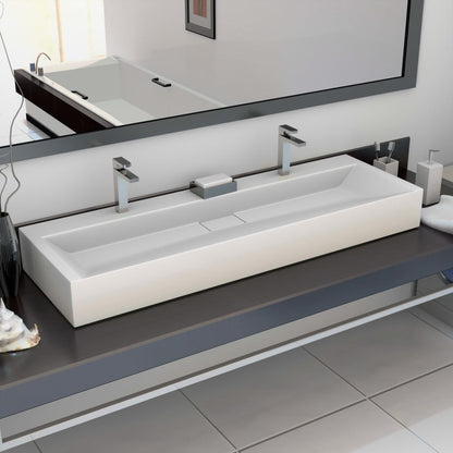 vidaXL Wash Basin 120x46x11 cm Mineral Cast/Marble Cast White