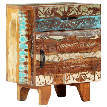 247911 vidaXL Hand Carved Bedside Cabinet 40x30x50 cm Solid Reclaimed Wood
