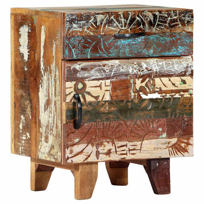 247911 vidaXL Hand Carved Bedside Cabinet 40x30x50 cm Solid Reclaimed Wood