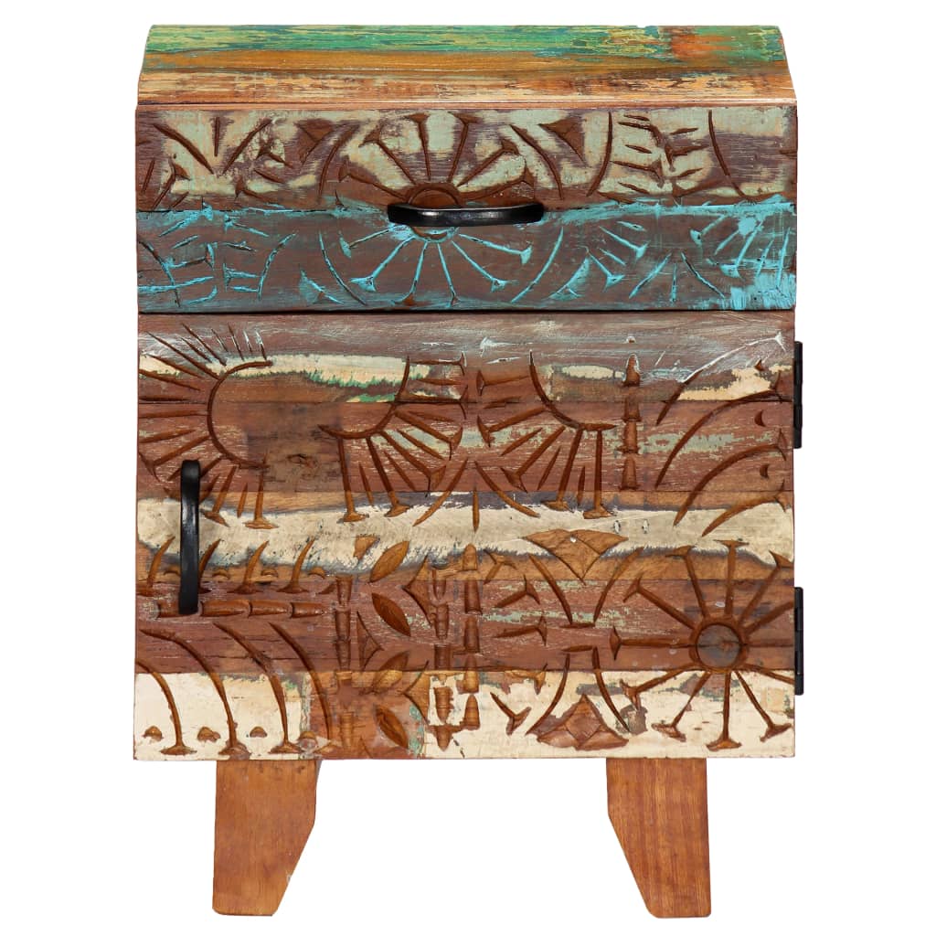 vidaXL Bed Cabinet | Multicolour | Solid reclaimed wood | 50cm | Drawers