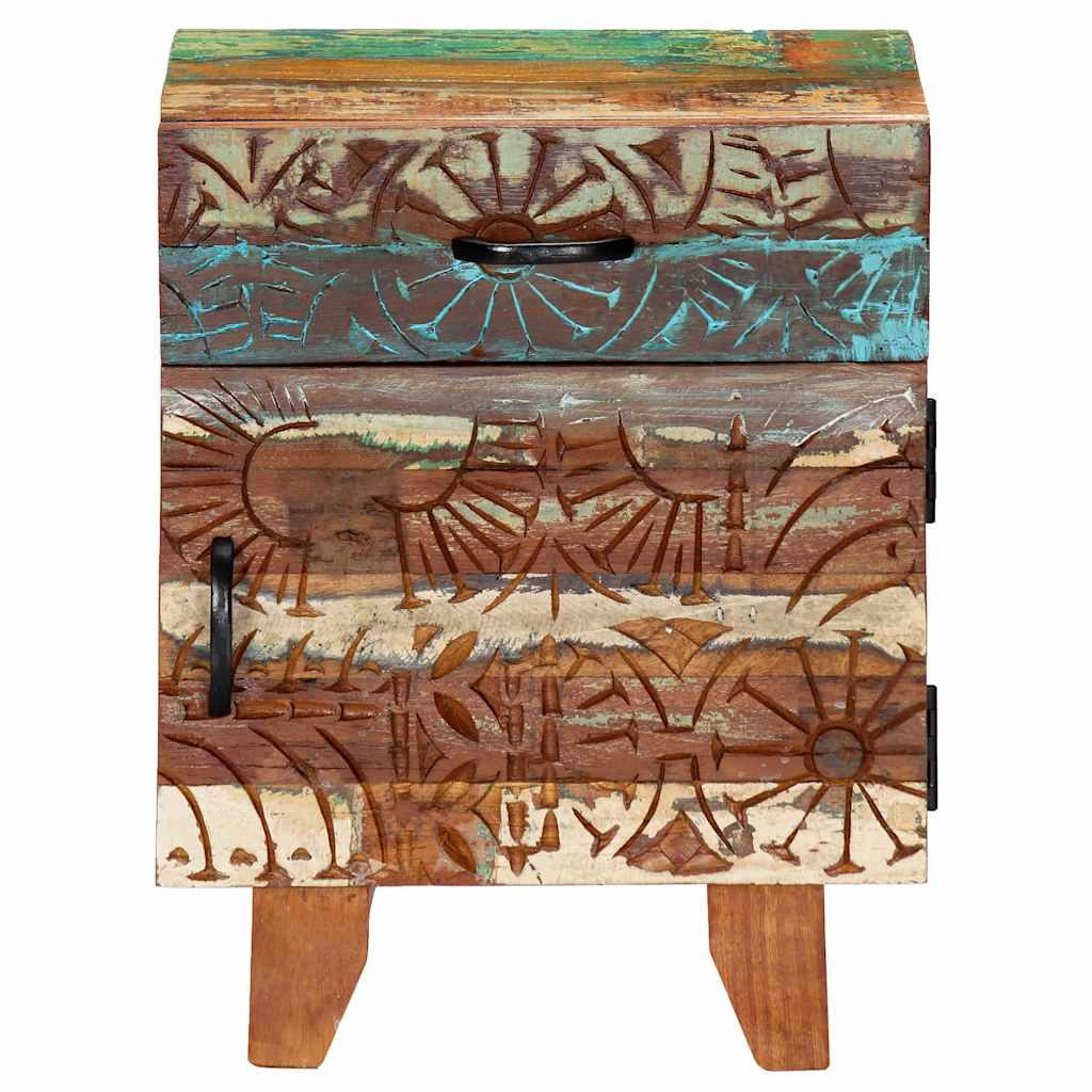 247911 vidaXL Hand Carved Bedside Cabinet 40x30x50 cm Solid Reclaimed Wood