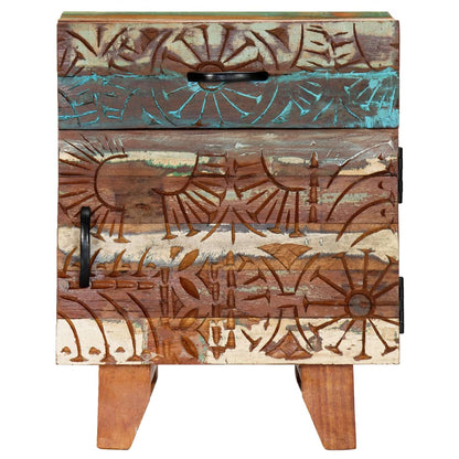 vidaXL Bed Cabinet | Multicolour | Solid reclaimed wood | 50cm | Drawers