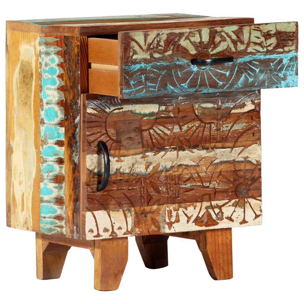 vidaXL Bed Cabinet | Multicolour | Solid reclaimed wood | 50cm | Drawers