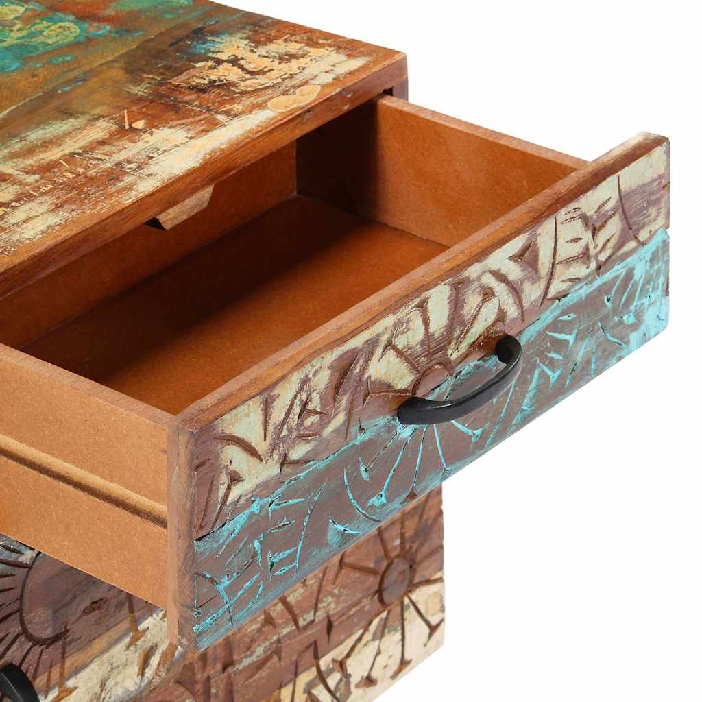 247911 vidaXL Hand Carved Bedside Cabinet 40x30x50 cm Solid Reclaimed Wood