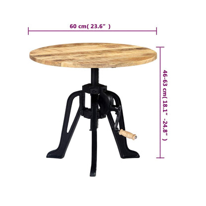 247915 vidaXL Side Table 60x(46-63) cm Solid Mango Wood and Cast Iron