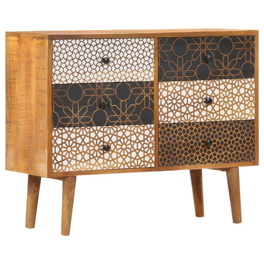 vidaXL Sideboard | Brown with printed patterns | Solid mango wood, MDF | Medium