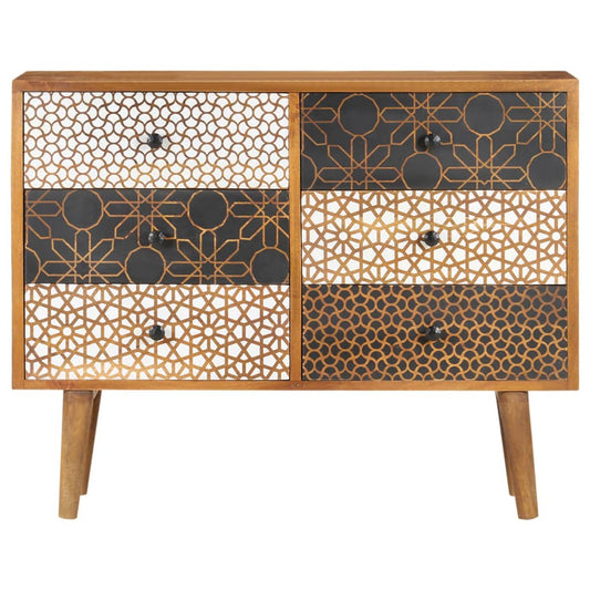 vidaXL Sideboard | Brown with printed patterns | Solid mango wood, MDF | Medium