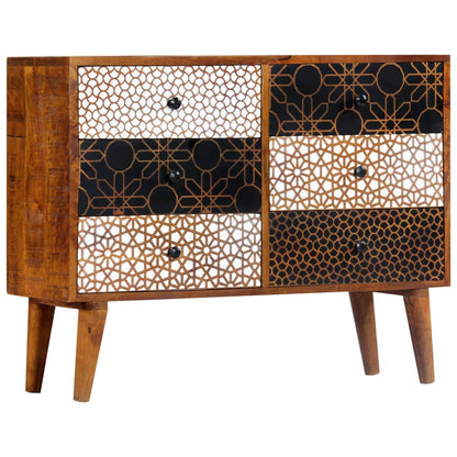 vidaXL Sideboard | Brown with printed patterns | Solid mango wood, MDF | Medium