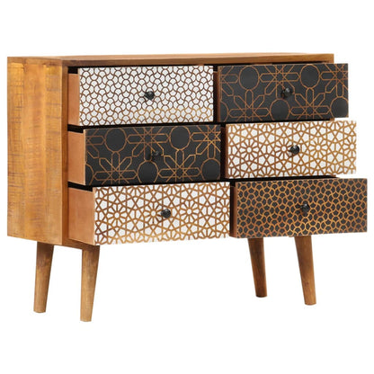 vidaXL Sideboard | Brown with printed patterns | Solid mango wood, MDF | Medium