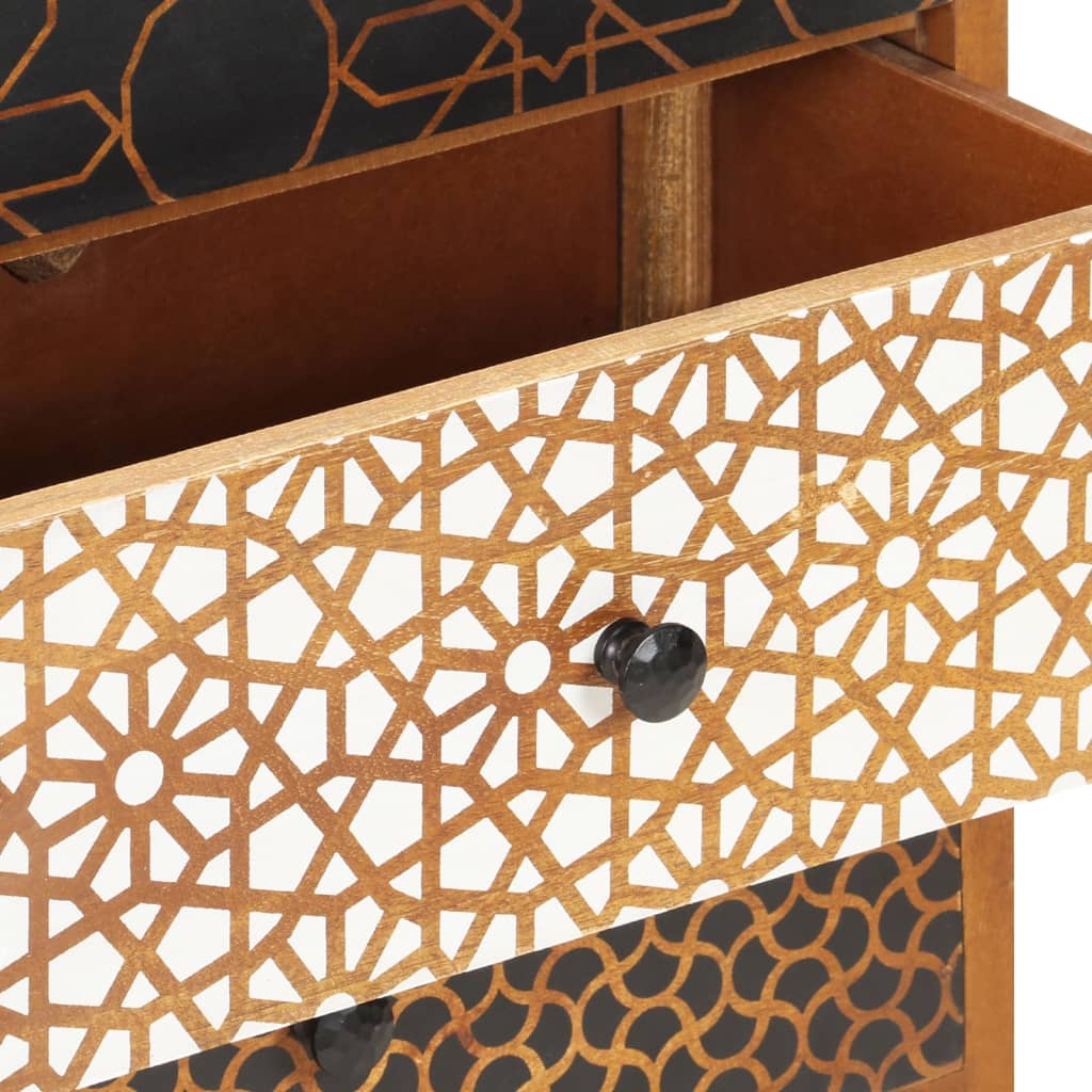vidaXL Sideboard | Brown with printed patterns | Solid mango wood, MDF | Medium