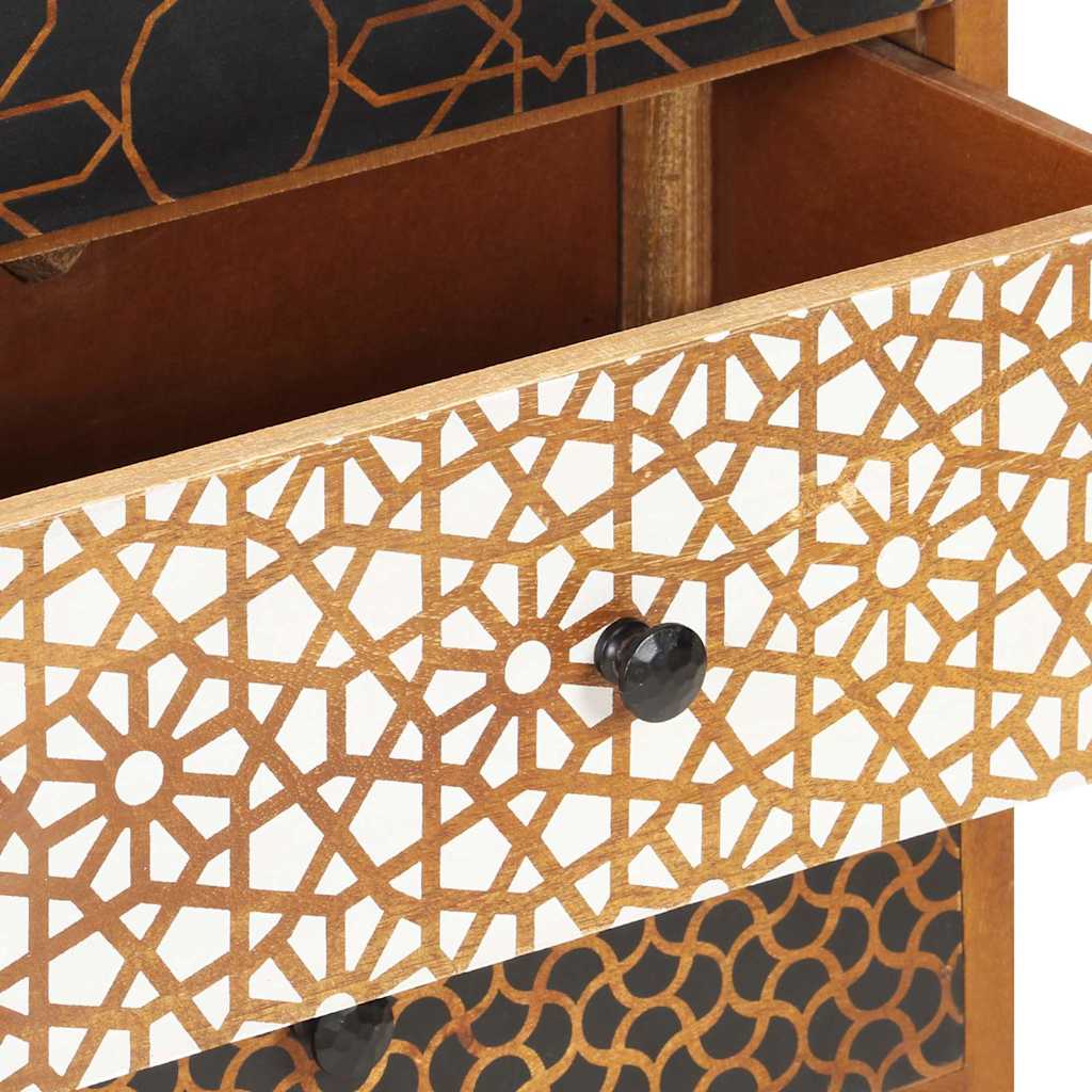 247916 vidaXL Sideboard with Printed Pattern 90x30x70 cm Solid Mango Wood