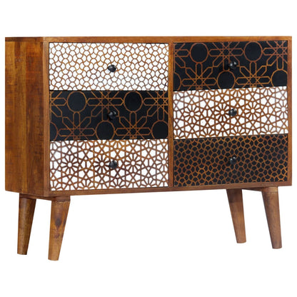 vidaXL Sideboard | Brown with printed patterns | Solid mango wood, MDF | Medium